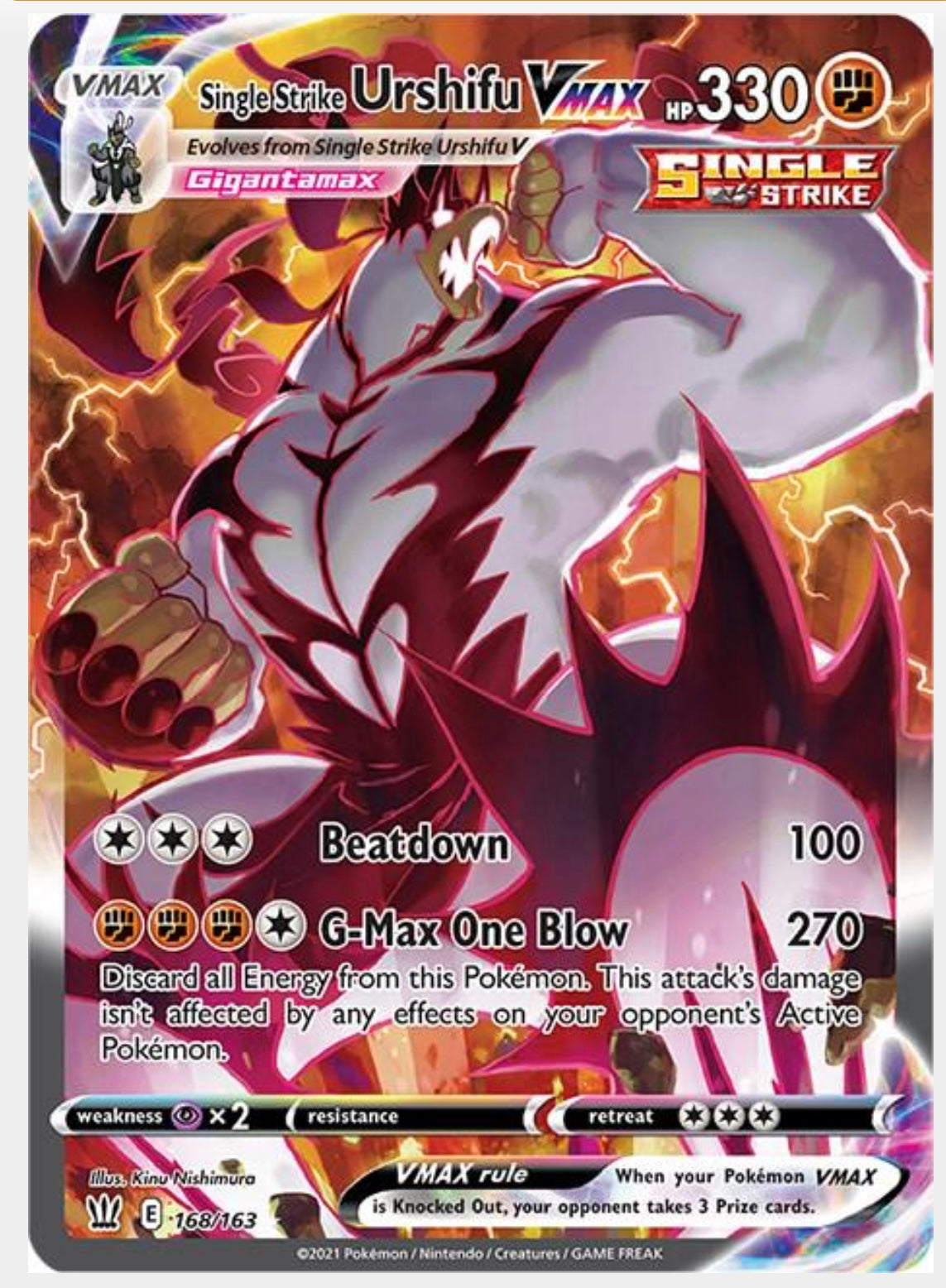 Single Strike Urshifu VMAX #168 Pokemon Battle Styles